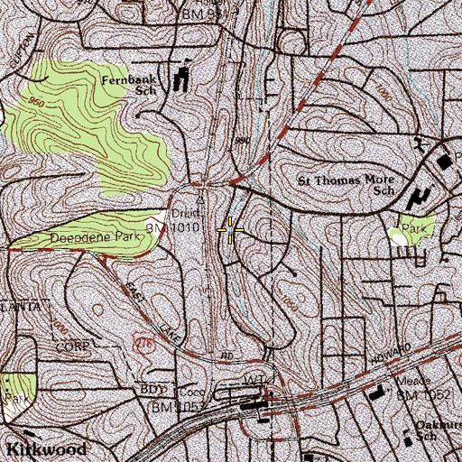 Topographic Map of Parkwood Park, GA