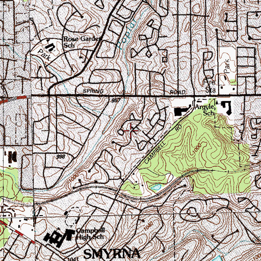 Topographic Map of Countryside at Cumberland, GA