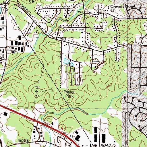 Topographic Map of Creelwood Trailer Park, GA