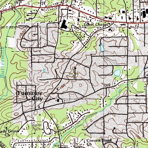 Topographic Map of Gordon Acres, GA
