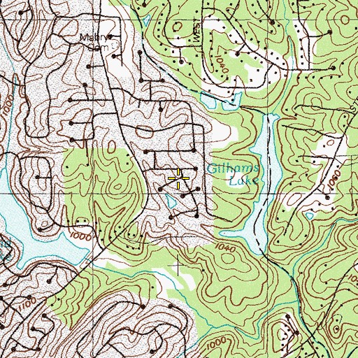 Topographic Map of Hedgerow, GA