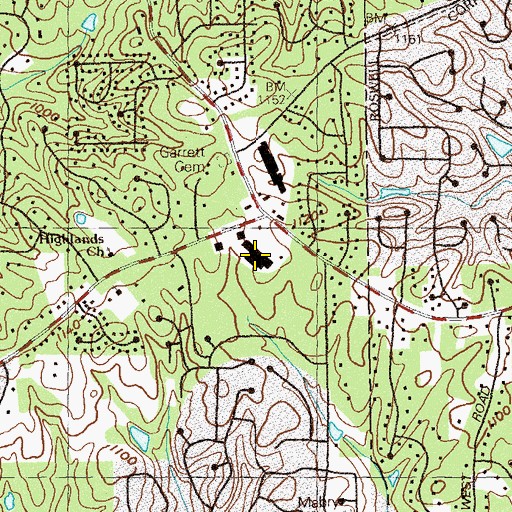 Topographic Map of Sandy Plains Shopping Center, GA
