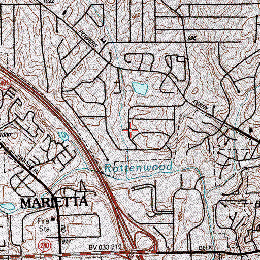 Topographic Map of Tuxedo Estates, GA