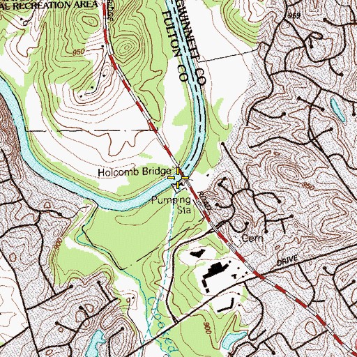 Topographic Map of Holcomb Ferry (historical), GA