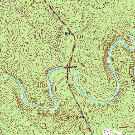 Topographic Map of Ball Creek Ford, GA