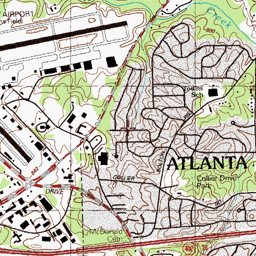 Topographic Map of Carroll Heights, GA