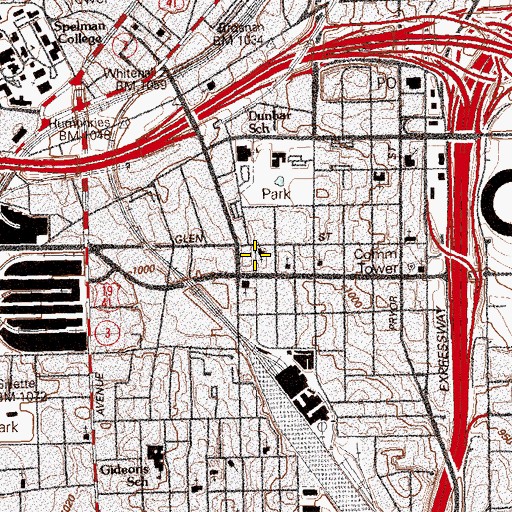 Topographic Map of Greater Mount Calvary Baptist Church, GA