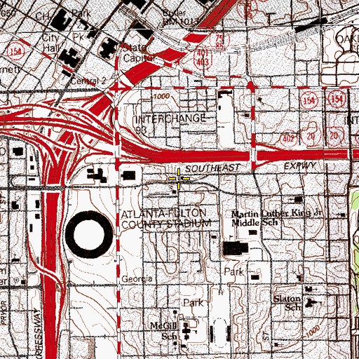 Topographic Map of Martin Street Church of God, GA