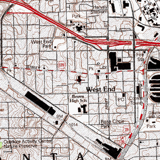 Topographic Map of West Hunter Street Baptist Church, GA