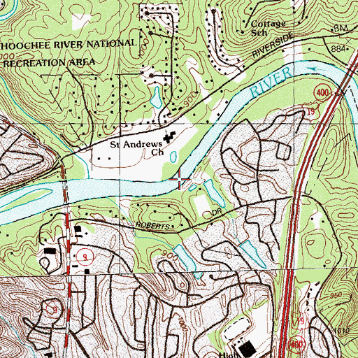Topographic Map of Martins Ferry (historical), GA