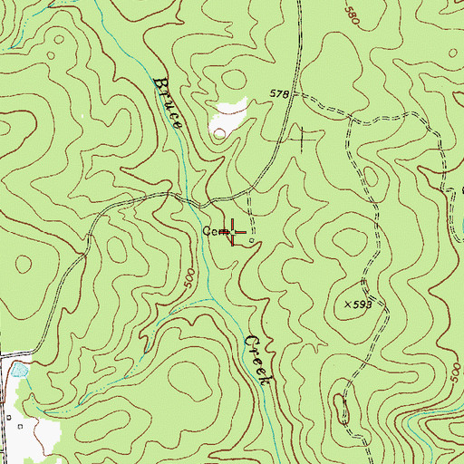 Topographic Map of Bruce Cemetery, GA