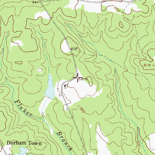 Topographic Map of Fluker Cemetery, GA