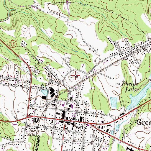 Topographic Map of Greensboro City Cemetery, GA