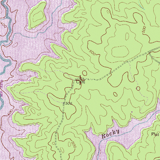 Topographic Map of Minnish Cemetery, GA