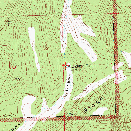 Topographic Map of Ecklund Cabin, CO