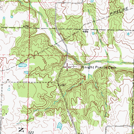 Topographic Map of Knight Prairie Church (historical), IL