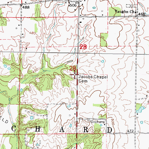 Topographic Map of Jacobs Chapel (historical), IL