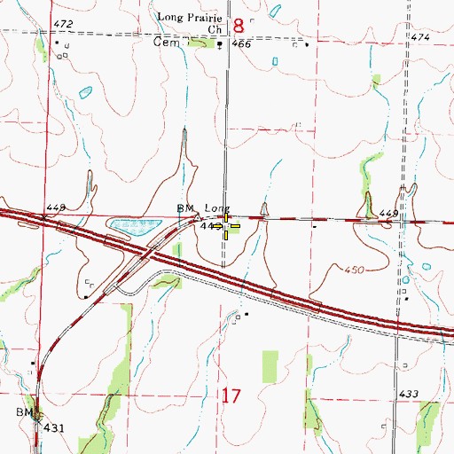 Topographic Map of Long Prairie School (historical), IL