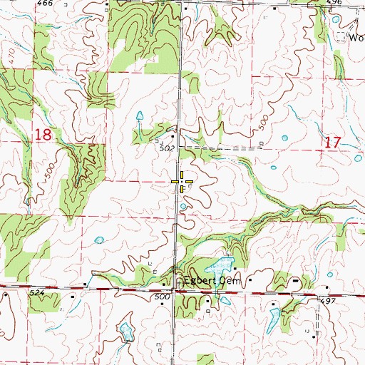 Topographic Map of Oakland School (historical), IL