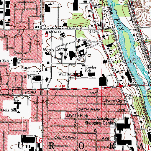 Topographic Map of Wall School, IL