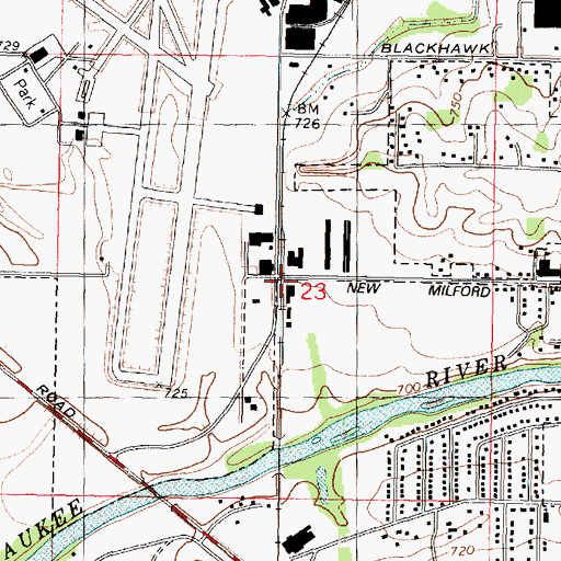 Topographic Map of New Milford Station (historical), IL