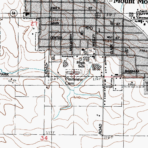 Topographic Map of Plainview Cemetery, IL
