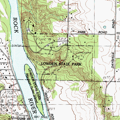 Topographic Map of Lowden State Park, IL