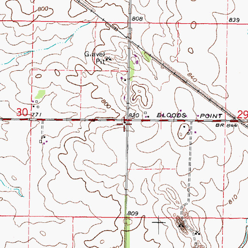 Topographic Map of Bailey School (historical), IL
