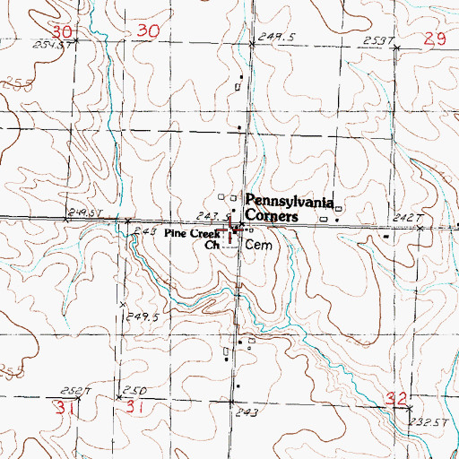 Topographic Map of Pine Creek Church, IL