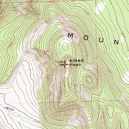 Topographic Map of Allred Peak, CO