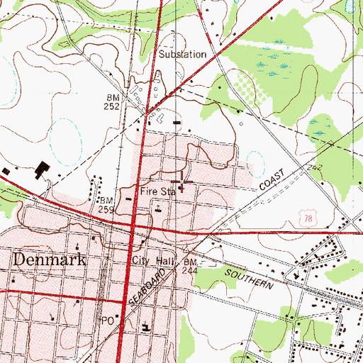 Topographic Map of Denmark Presbyterian Church, SC