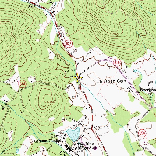 Topographic Map of Pirkey, VA