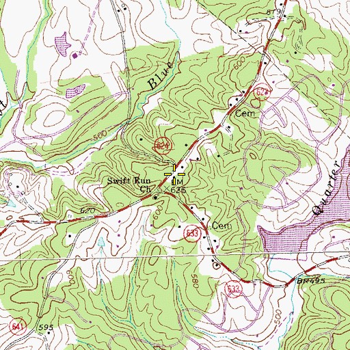 Topographic Map of Swift Run School (historical), VA