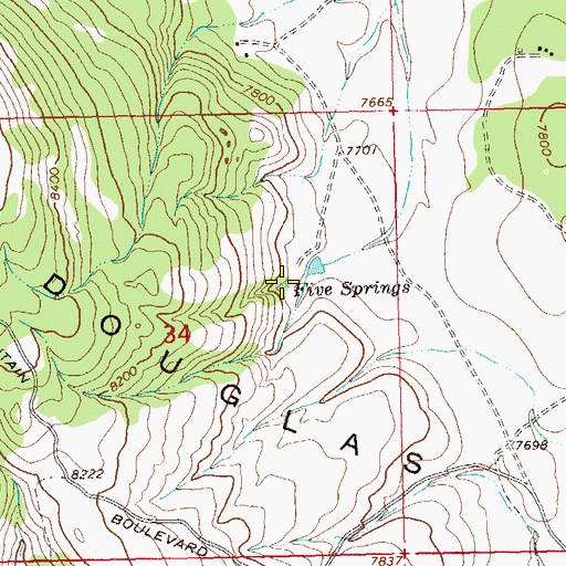 Topographic Map of Five Spring, CO
