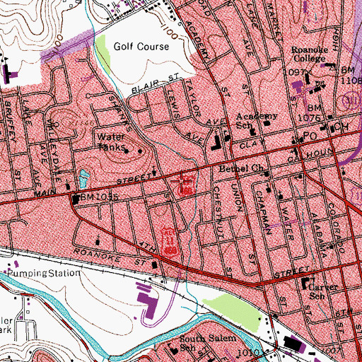 Topographic Map of Salem Post Office, VA