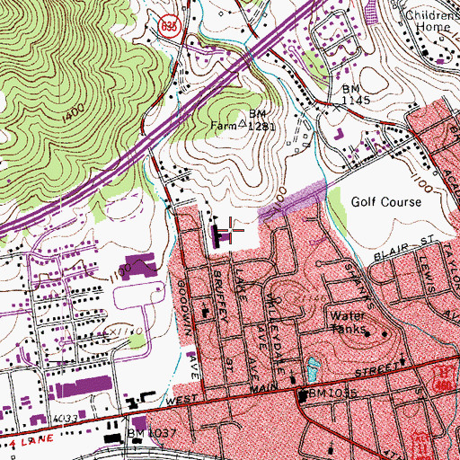 Topographic Map of West Salem Elementary School, VA