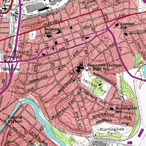 Topographic Map of Belmont Presbyterian Church, VA