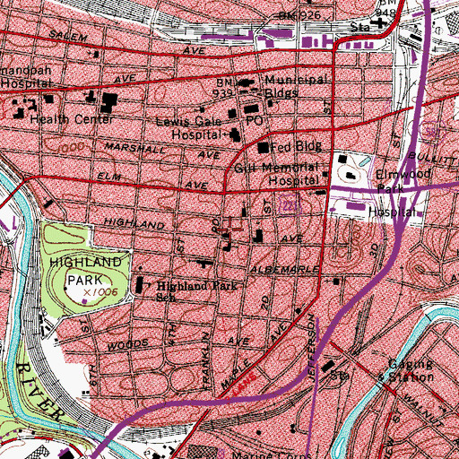 Topographic Map of Beth Israel Synagogue, VA