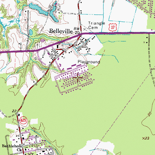 Topographic Map of Belleville Meadows, VA