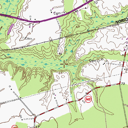 Topographic Map of Copeland Pond (historical), VA