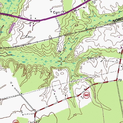 Topographic Map of Copeland Pond (historical), VA