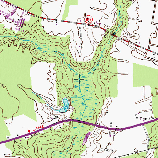 Topographic Map of Daughtrey Pocoson, VA