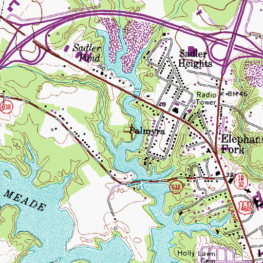 Topographic Map of Lakeview Medical Center, VA
