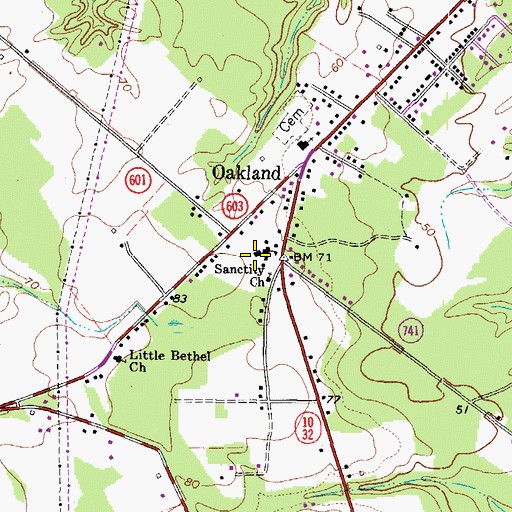 Topographic Map of Oakland Elementary School, VA