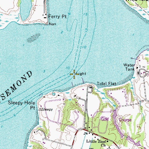 Topographic Map of Sleepy Hole Point Light, VA