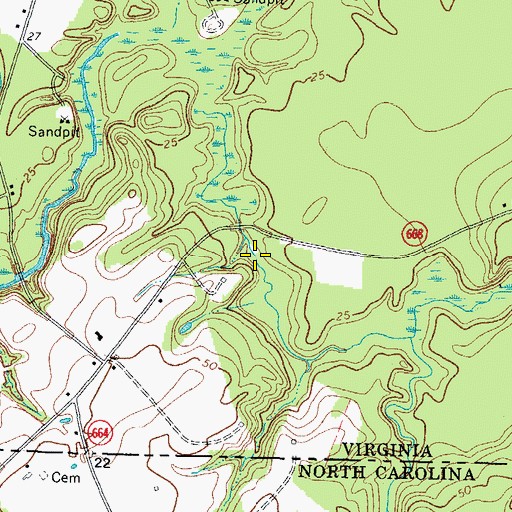 Topographic Map of Marshs Millpond (historical), VA
