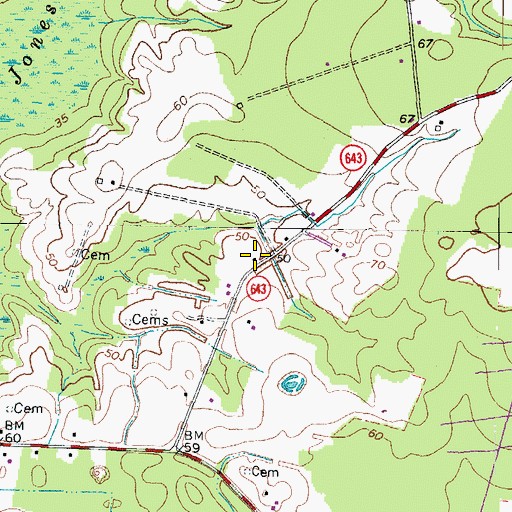 Topographic Map of Piney Grove School (historical), VA