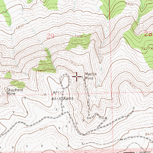 Topographic Map of Mantle Mine, CO