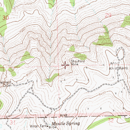 Topographic Map of Shephard Mine, CO