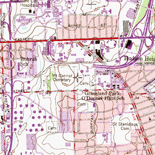 Topographic Map of Saint Martha Cemetery, MD